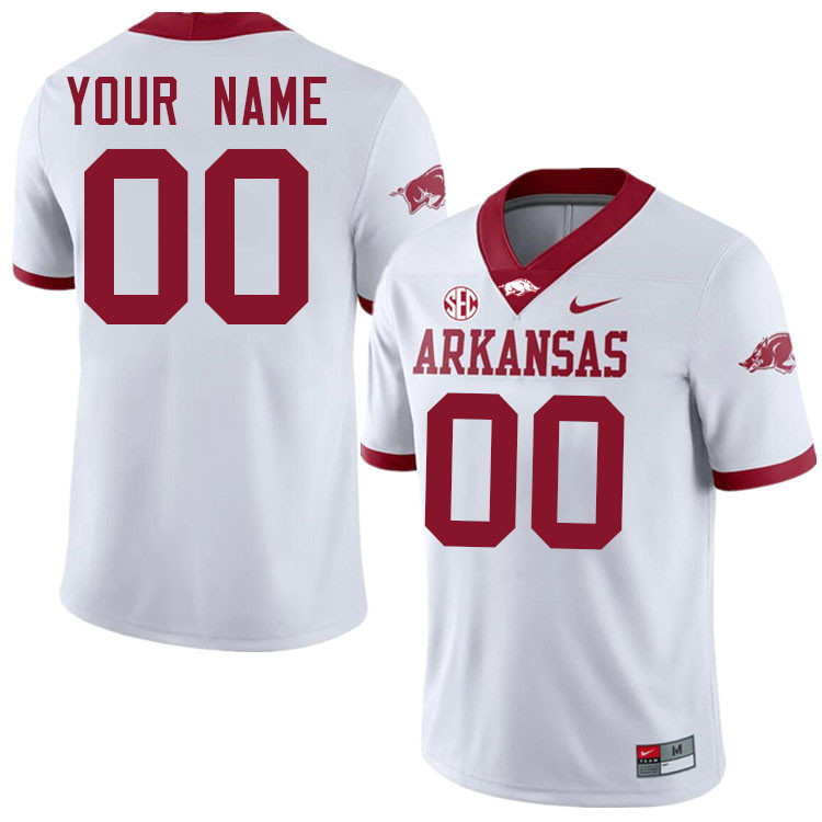 Custom Arkansas Razorbacks Name And Number Football Jersey-White